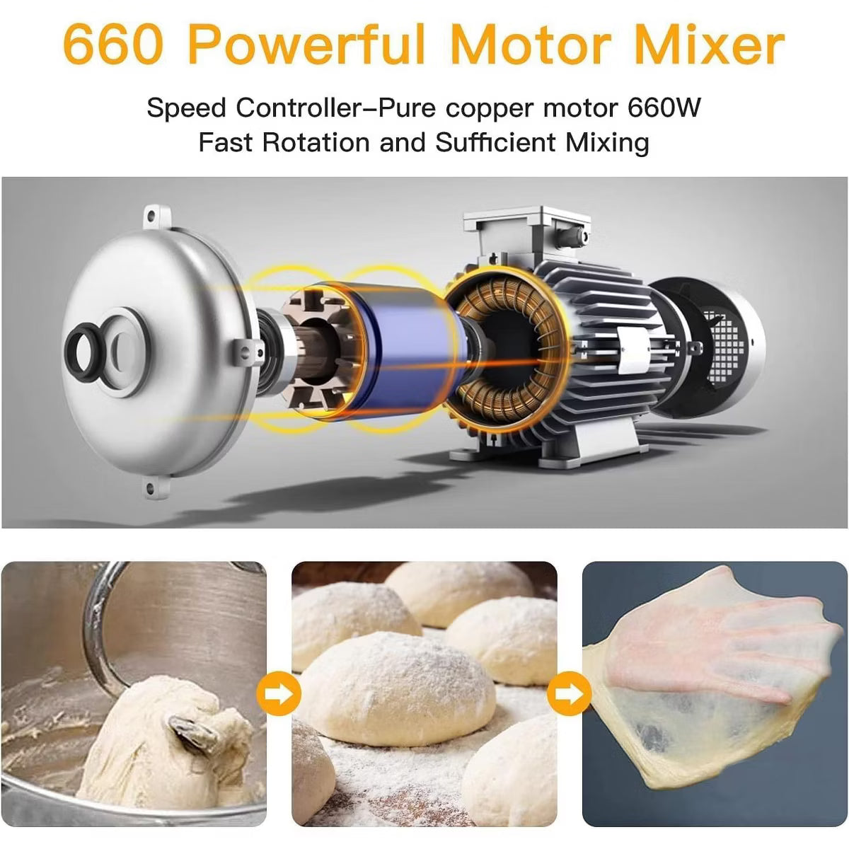 Stand Mixer – 0 Speed Tilt-Head Electric Mixer for Kitchen – Silver