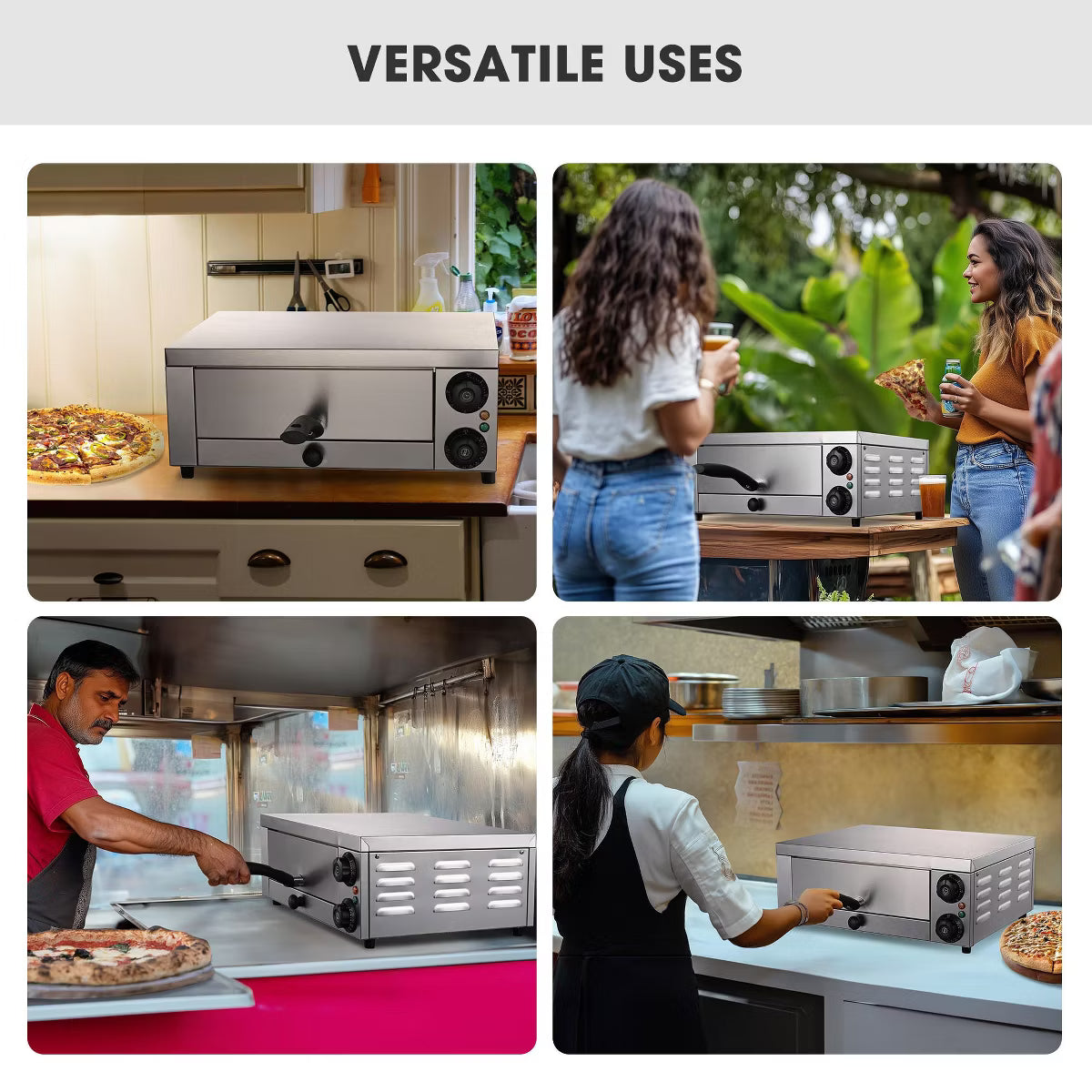 Pizza Oven – Pizza Oven Electric Pizza Maker 1300W for 12" Pizza Commercial – Silver