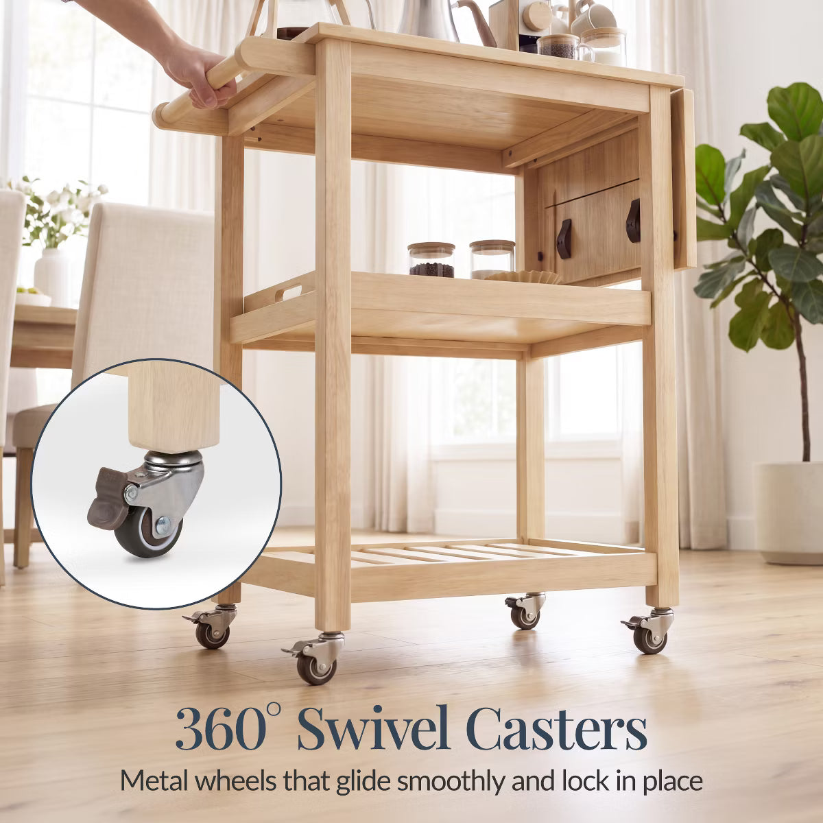 Kitchen Island – Culinvaro Rolling Kitchen Island Cart w/ Drop Leaf Extension