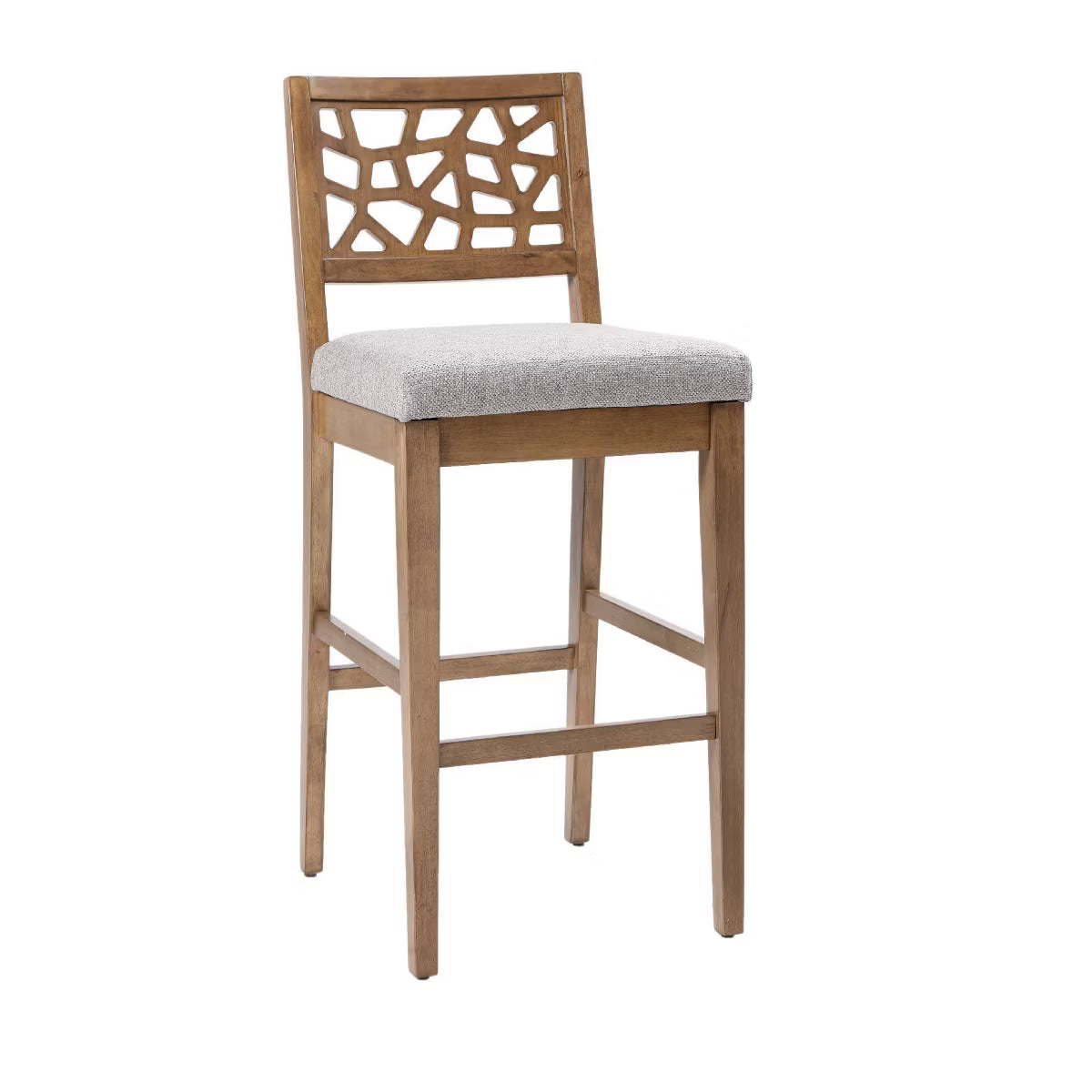 Crackle Counter Height Barstool Light Gray: Upholstered Oak Veneer