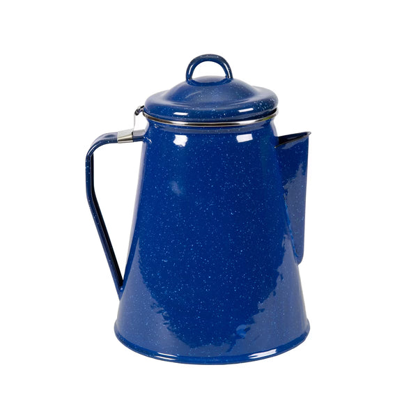 Enamel Coffee Pot 8 Cup Percolator With Basket Blue