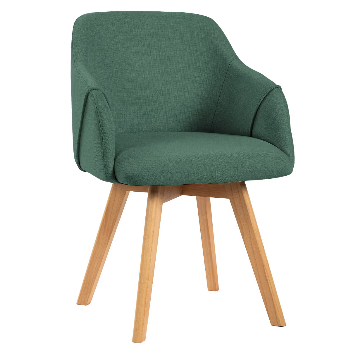 Swivel Dining Chairs Set of 2, Linen Upholstered Armchairs with Solid Wood Legs