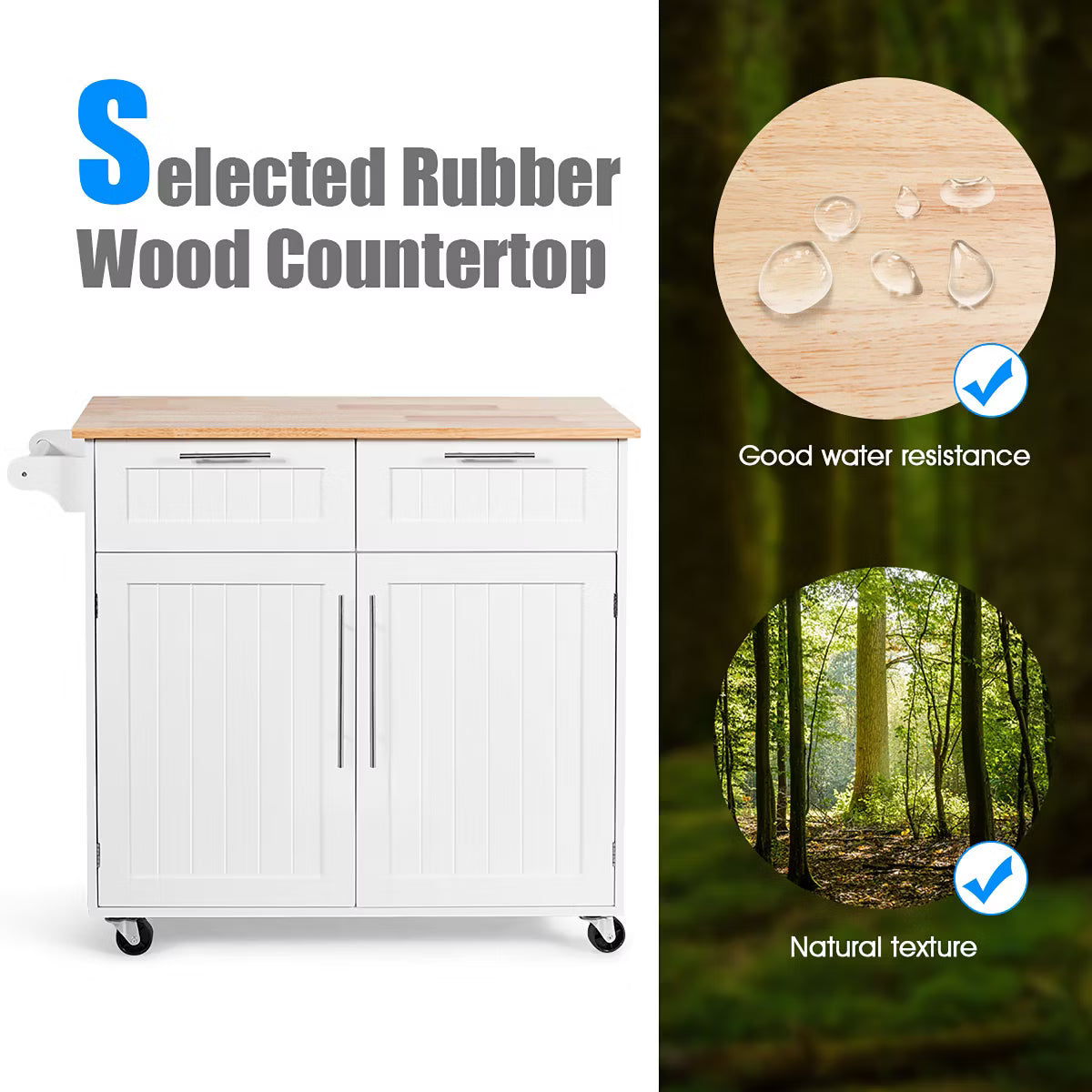 Kitchen Cart – Culinvaro Rolling Kitchen Cart Island Heavy Duty Storage Brown Trolley Cabinet Utility Modern