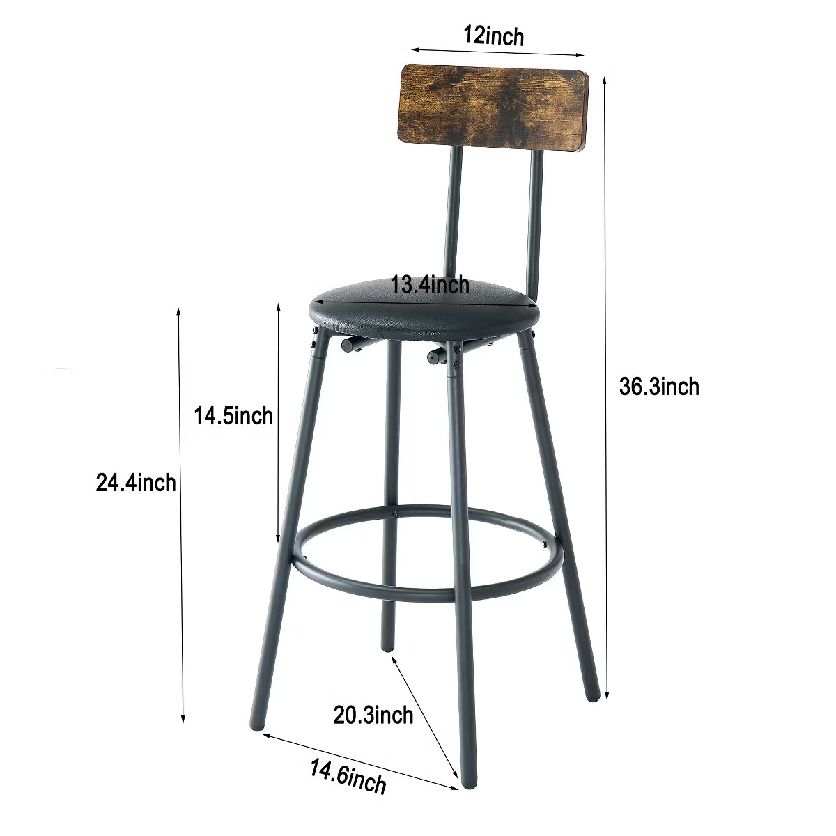 Bar Table – Culinvaro Rustic Brown Round Bar Table and Stool Set