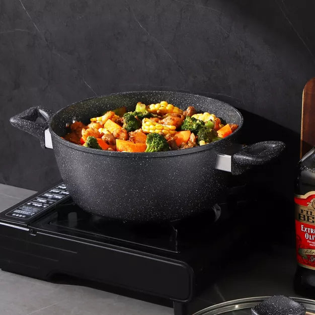 Stock Pot – Style Cooking Pot with Glass Lid – Black