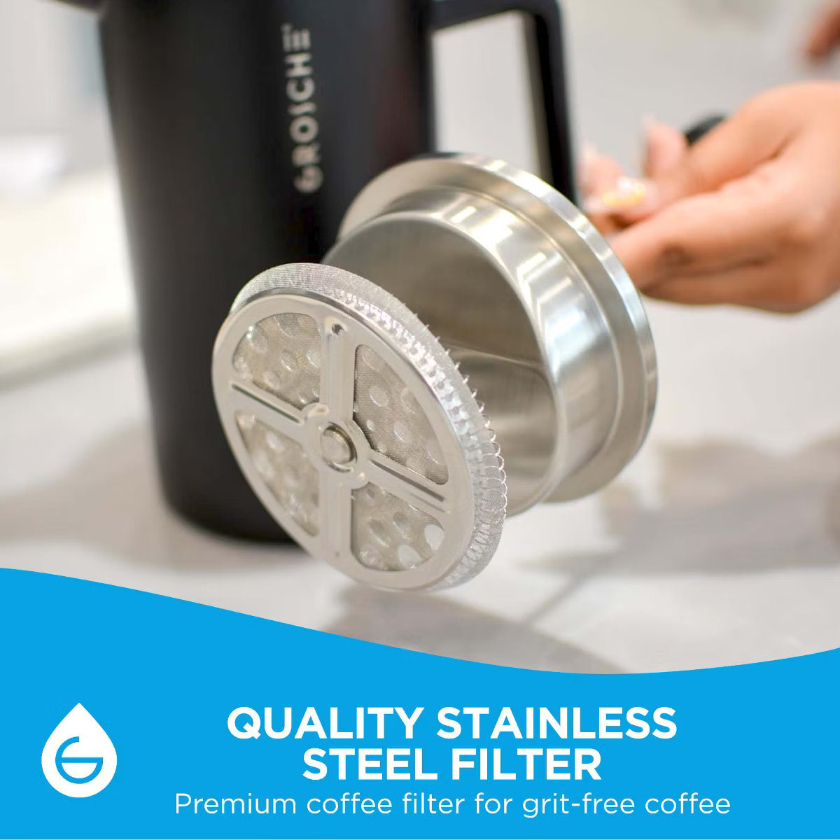 French Press – Culinvaro Stainless Steel Double Wall Insulated French Press, 34 fl oz. Capacity