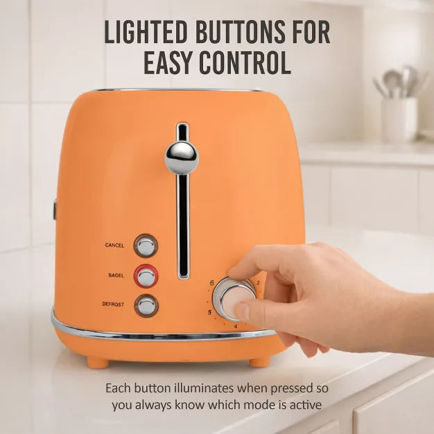 Toaster – Classic Retro 2-Slice Toaster – Orange