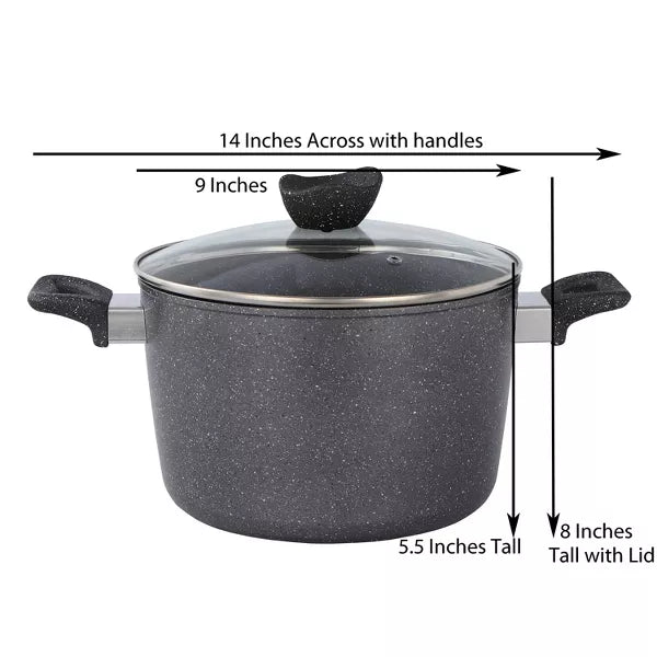Stock Pot – Style Cooking Pot with Glass Lid – Black