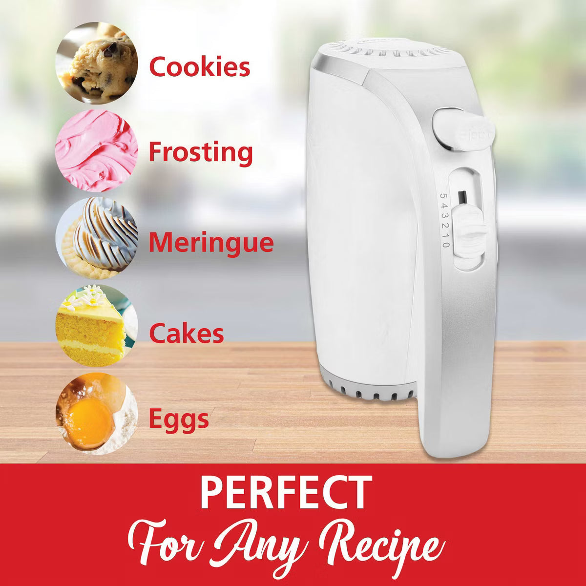 Hand Mixer – Lightweight 5-Speed Electric Hand Mixer – White