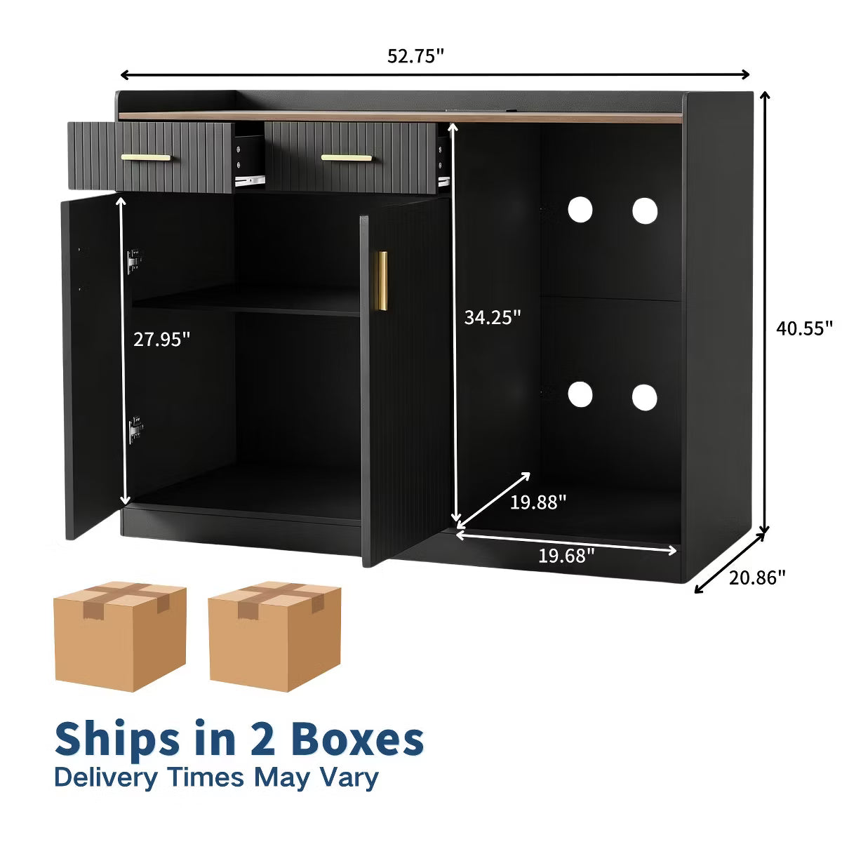 Coffee Bar Cabinet with Fridge Space,