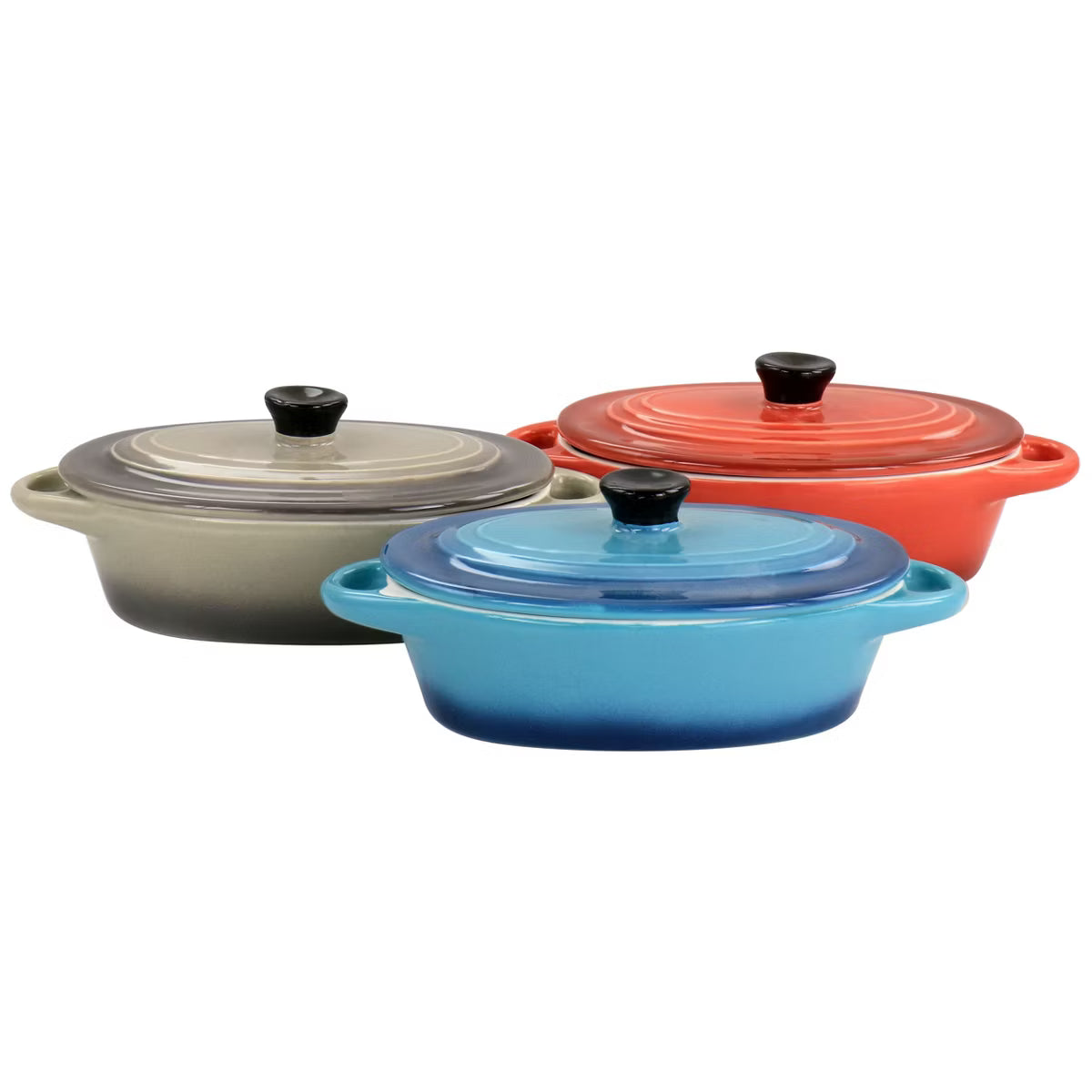 Casserole Dish – Piece 6.7oz Stoneware Mini Oval Casserole Set in Assorted Colors 4 – Blue