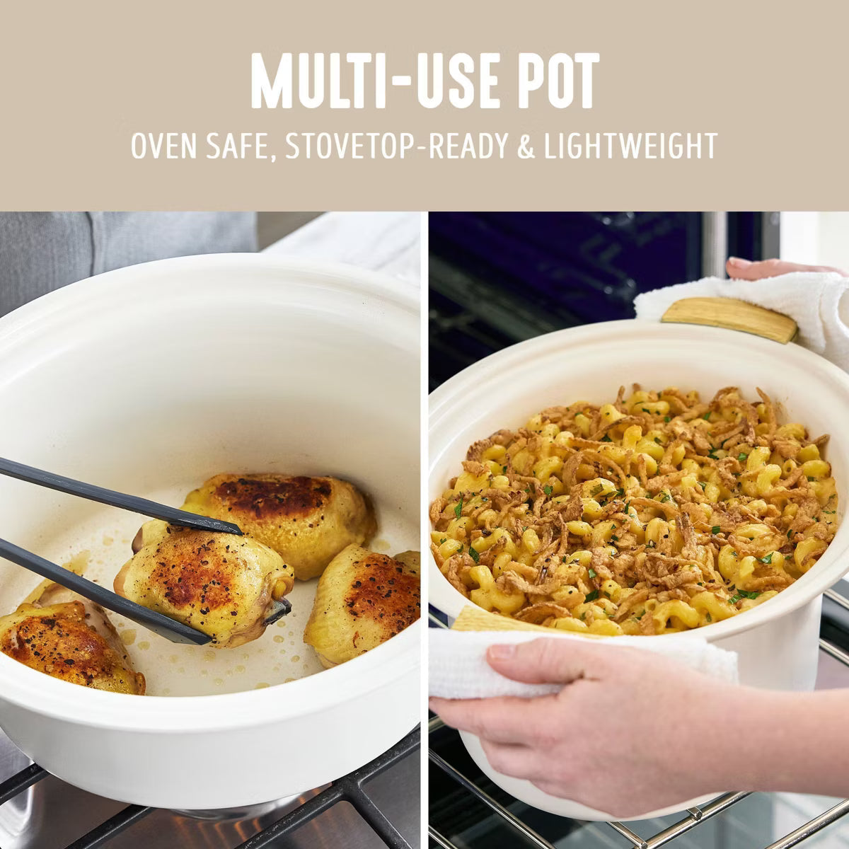 Slow Cooker – Healthy 6qt Slow Cooker with Handle – Cream