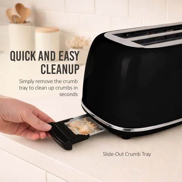 Toaster – Classic Retro 2-Slice Toaster – Black