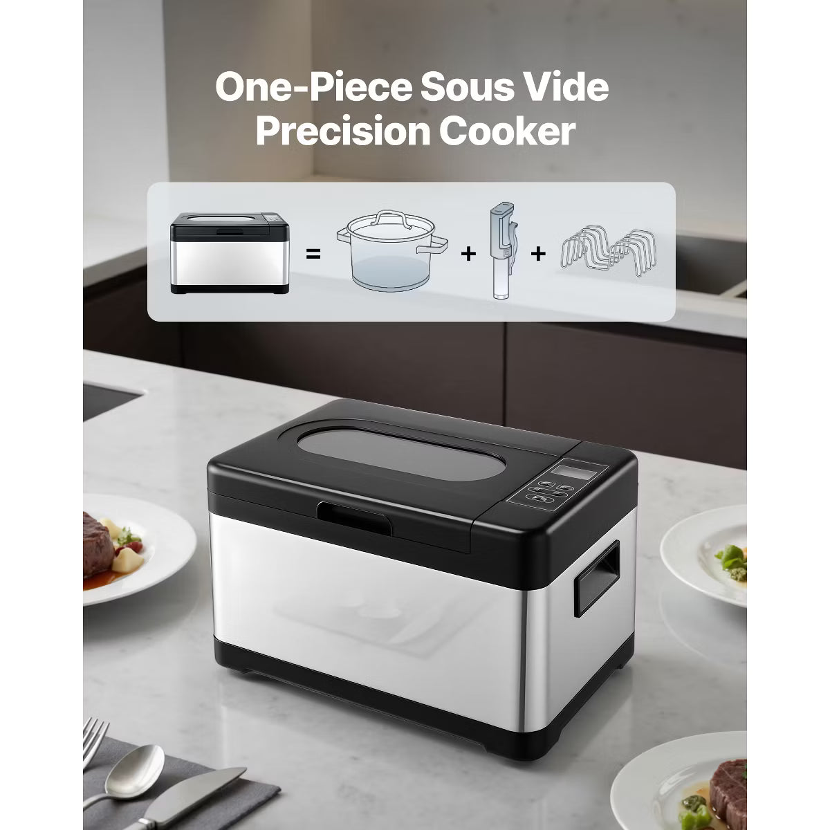 Pressure Cooker – Cooker 800W Sous-Vide Machine with LED Digital Display – Natural