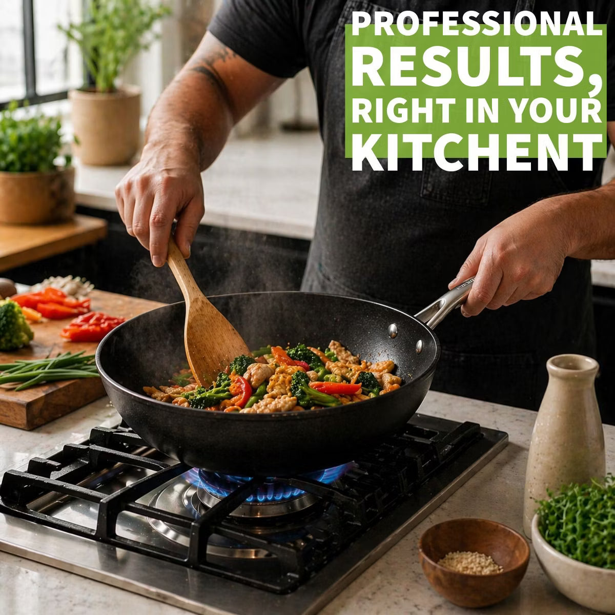 Wok – 12" Nonstick Wok/Stir-Fry Pan – Black