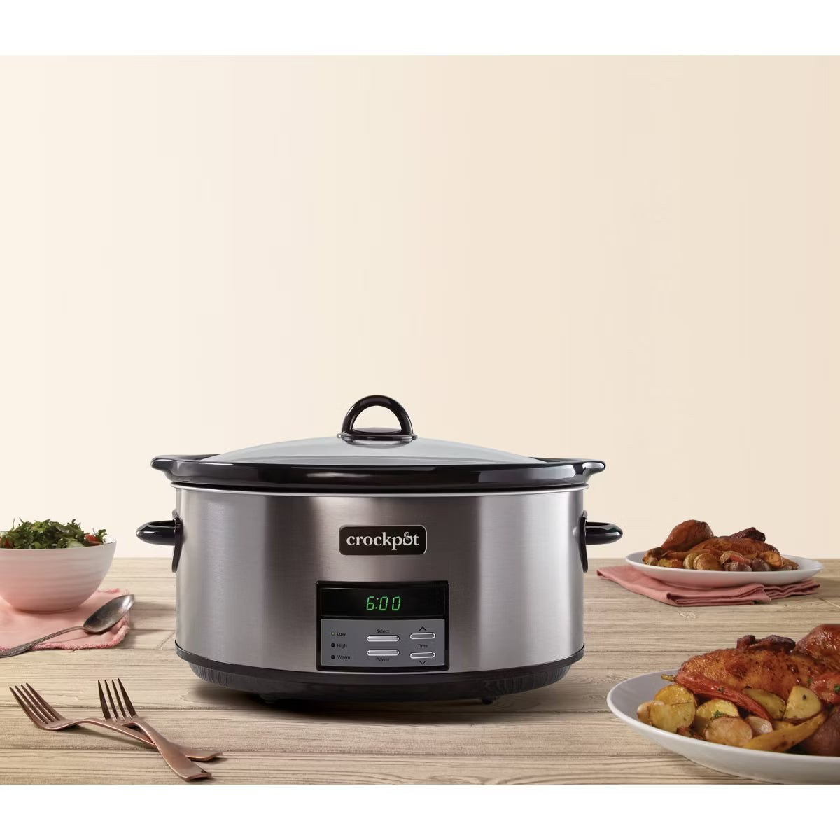 Slow Cooker – 8qt Programmable Slow Cooker Stainless – Black