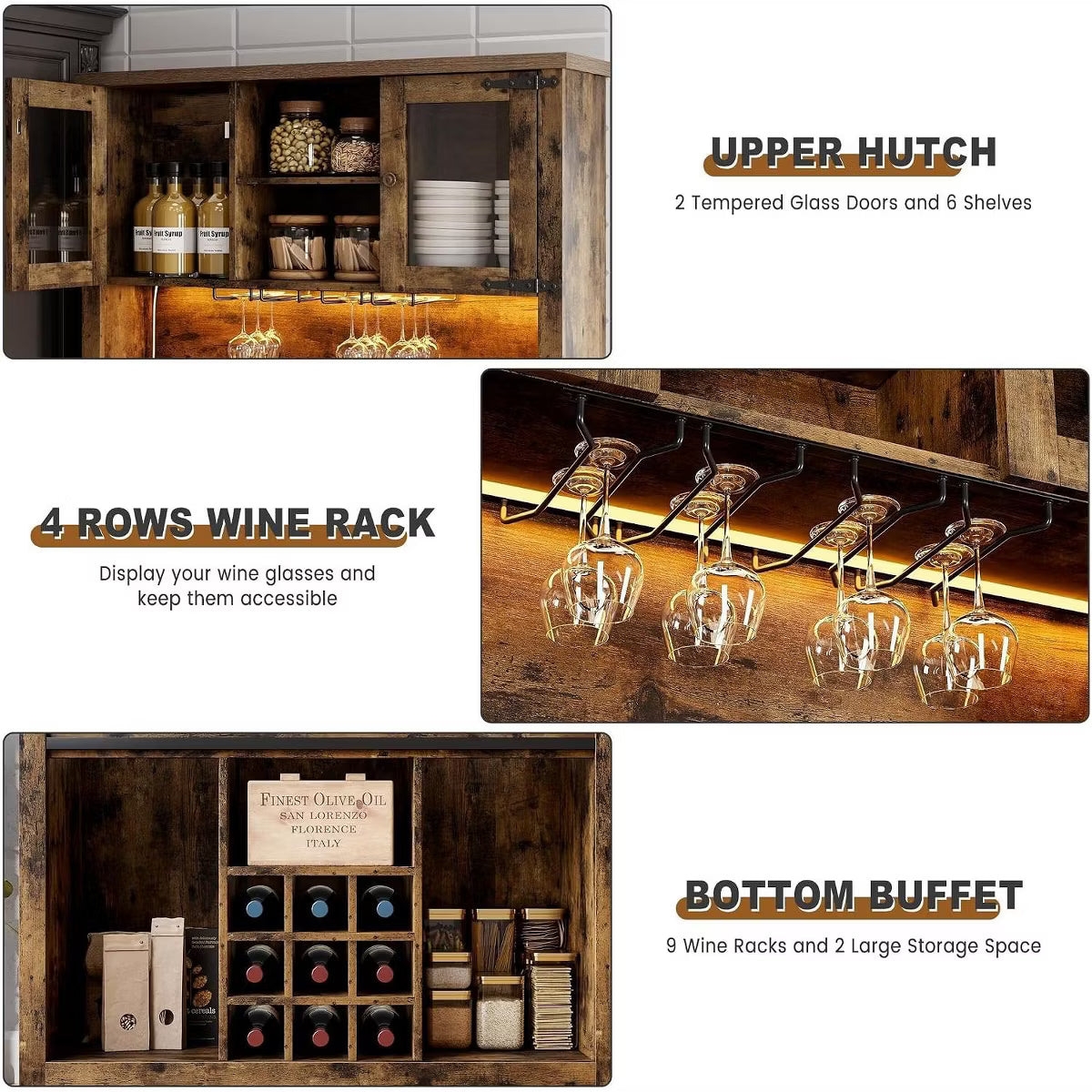 72" Farmhouse Coffee Bar Cabinet with Sliding Barn Doors