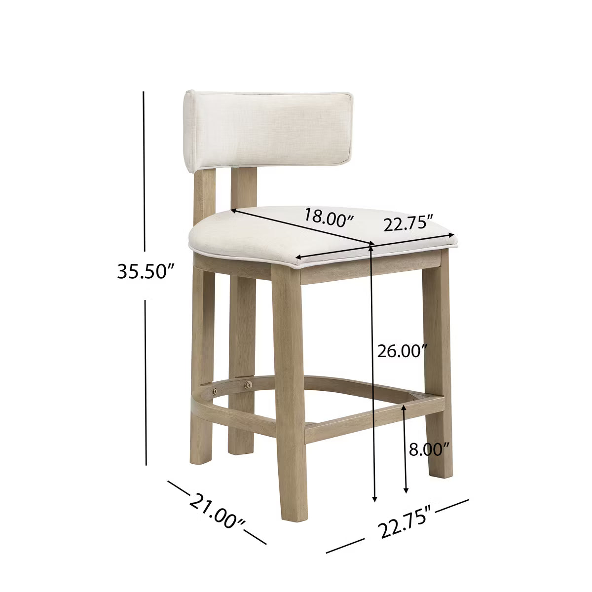 Dining Chair – Culinvaro Johnson 3 Piece Farmhouse Rubberwood Upholstered Counter Height Dining Chairs with Fluted Table