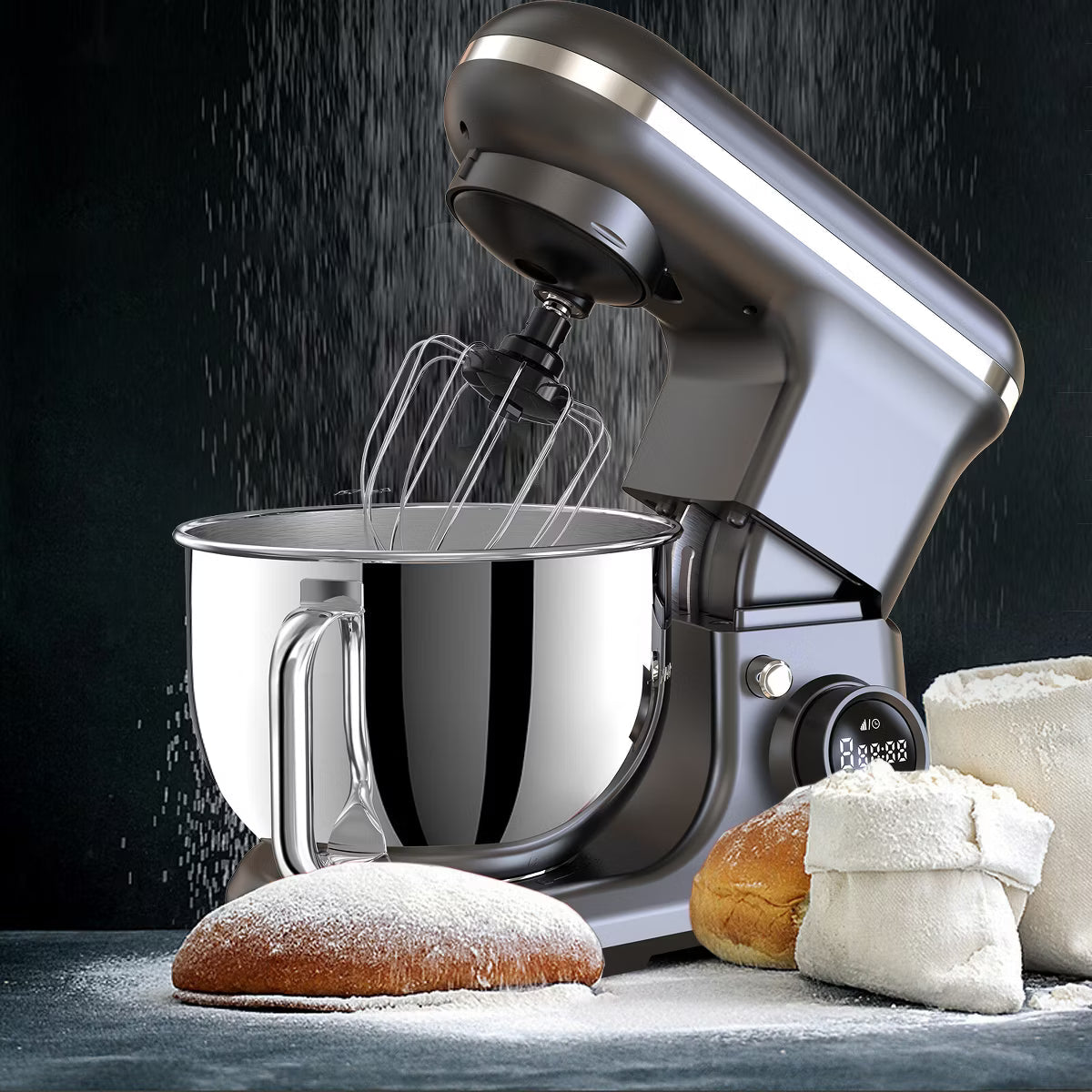 Stand Mixer – Electric Stand Mixer 5.3 Quart 6-Speed Tilt Head Kitchen Mixer – Gray