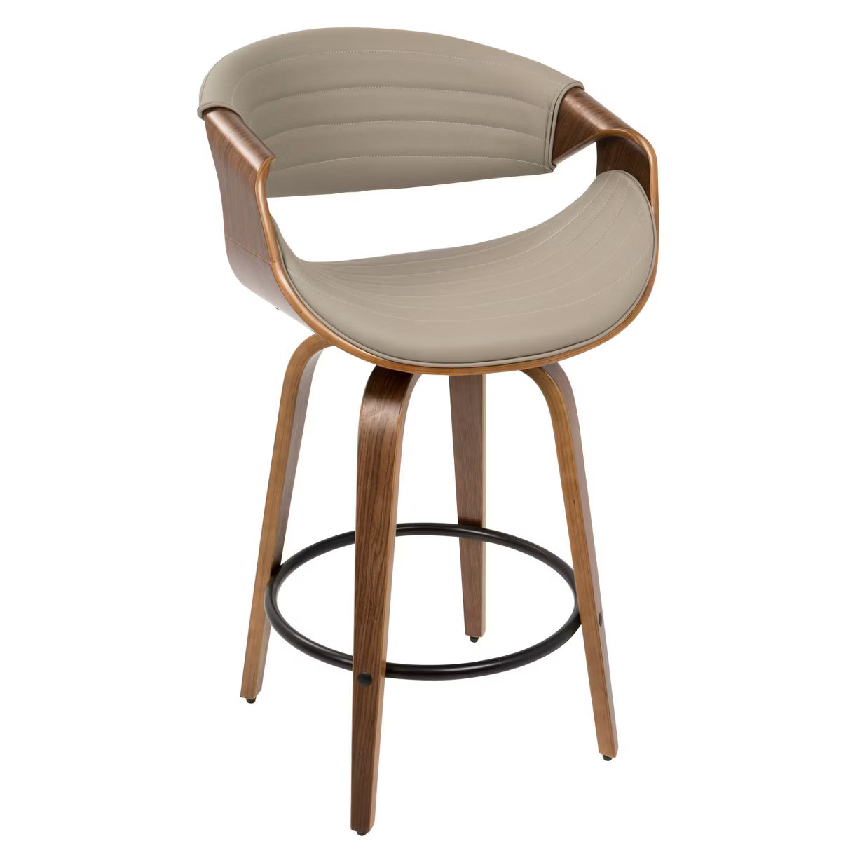 Set of 2 Symphony Upholstered Counter Height Barstools Gray/Walnut