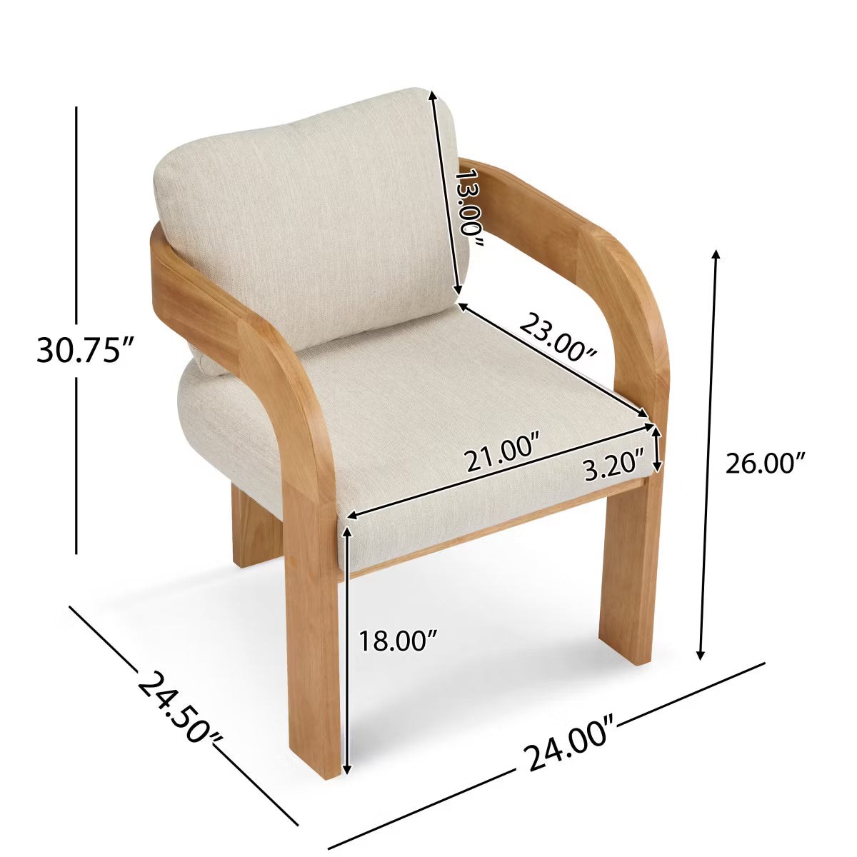 Set of 2 Modern Beige Dining Chairs with Black Wood Frame,