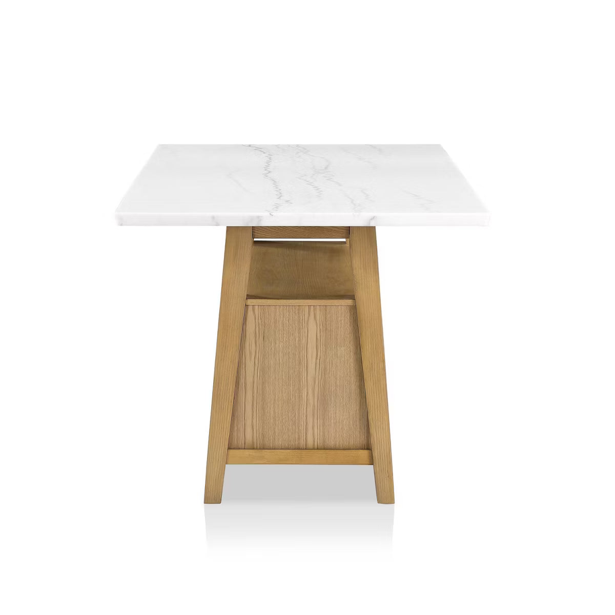 Dining Set – Culinvaro 5Pc Genuine Marble Top Counter Height Dining Room Set with Storage Natural