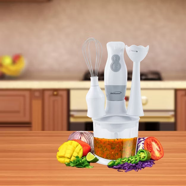 Personal Blender – 38W 2 Speed Hand Blender with Balloon Whisk – White
