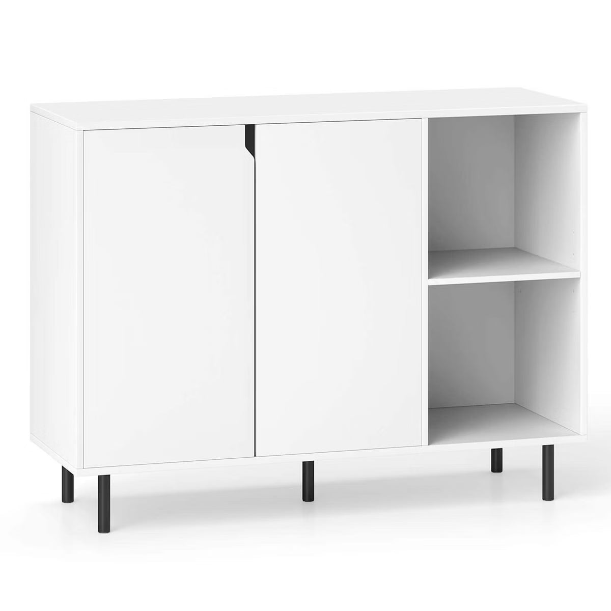 Buffet Cabinet – Culinvaro Kitchen Sideboard Buffet with Adjustable Shelves 2 Doors Sturdy Metal Legs White