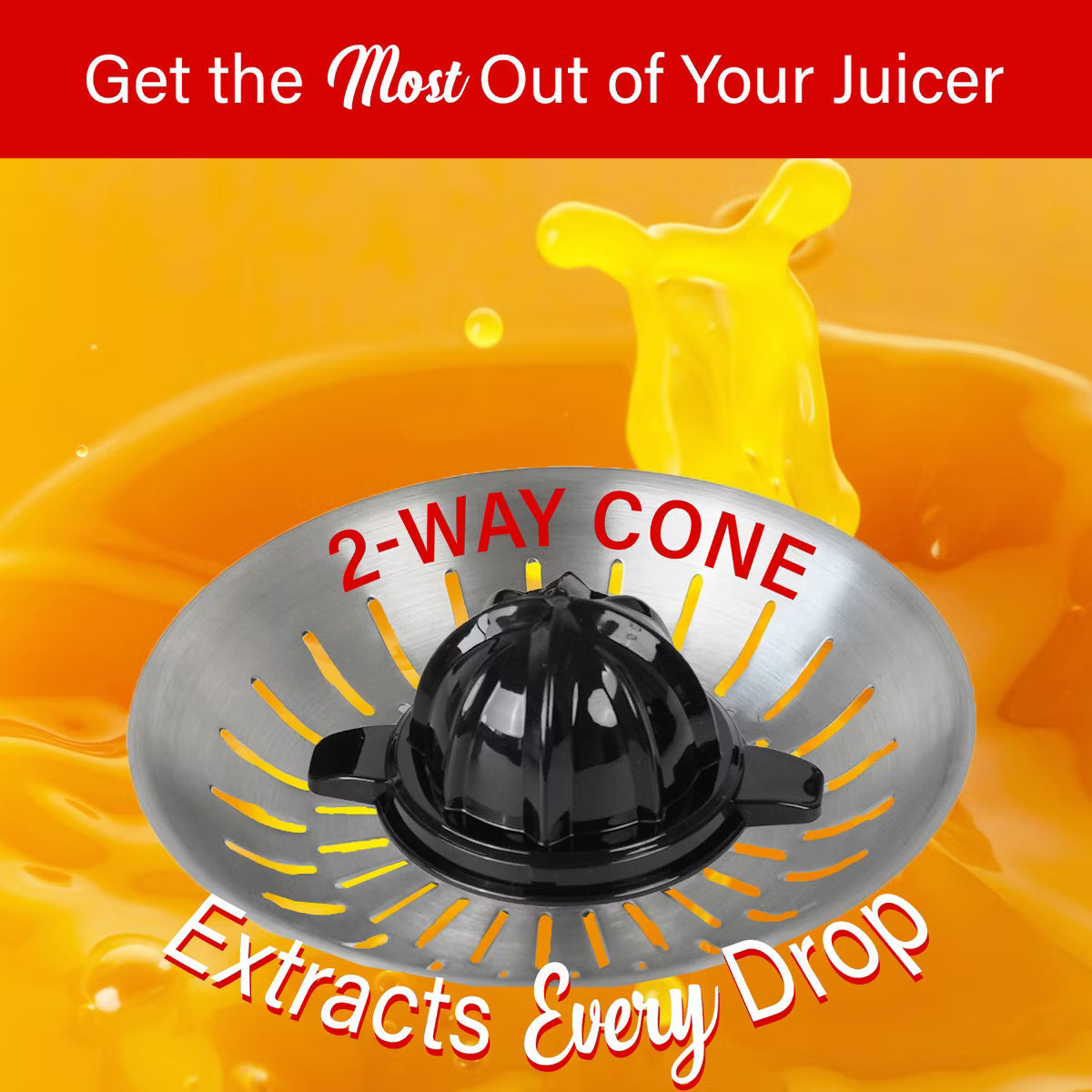 Juicer – 200-Watt 1-Speed Electric Citrus Juicer with 2 Cones and Lever – Black