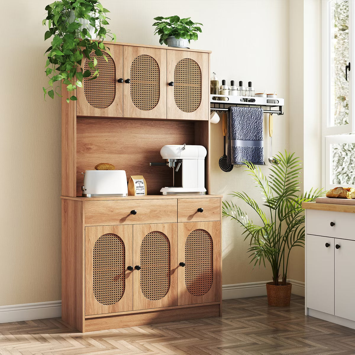 Buffet Cabinet – Culinvaro Kitchen Pantry Cabinet w/ Charging Station 71" Tall Kitchen Buffet Cabinet