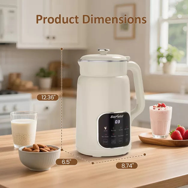 Soy Milk Maker – 8 in 1 Nut Milk Maker Mac8 in 1 Nut Milk Maker Machine: 60oz Soy Milk – White