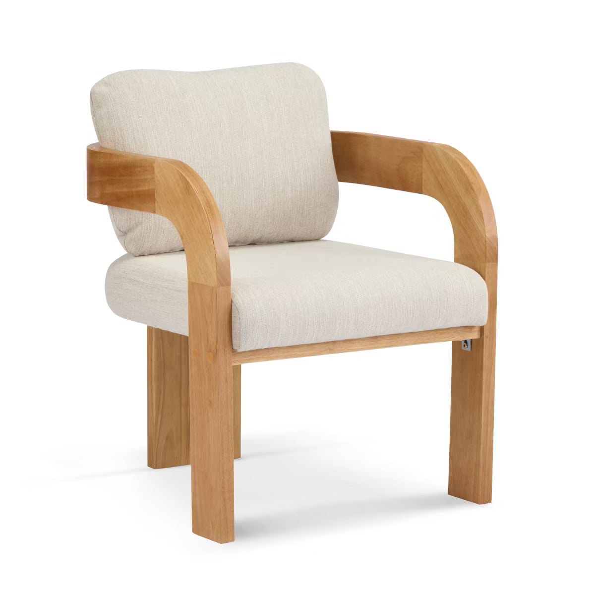 Set of 2 Modern Beige Dining Chairs with Black Wood Frame,