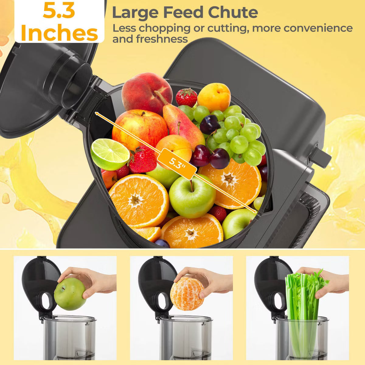 Juicer – Cold Press Juicer Machine Professional Slow Masticating Juicer – Gray