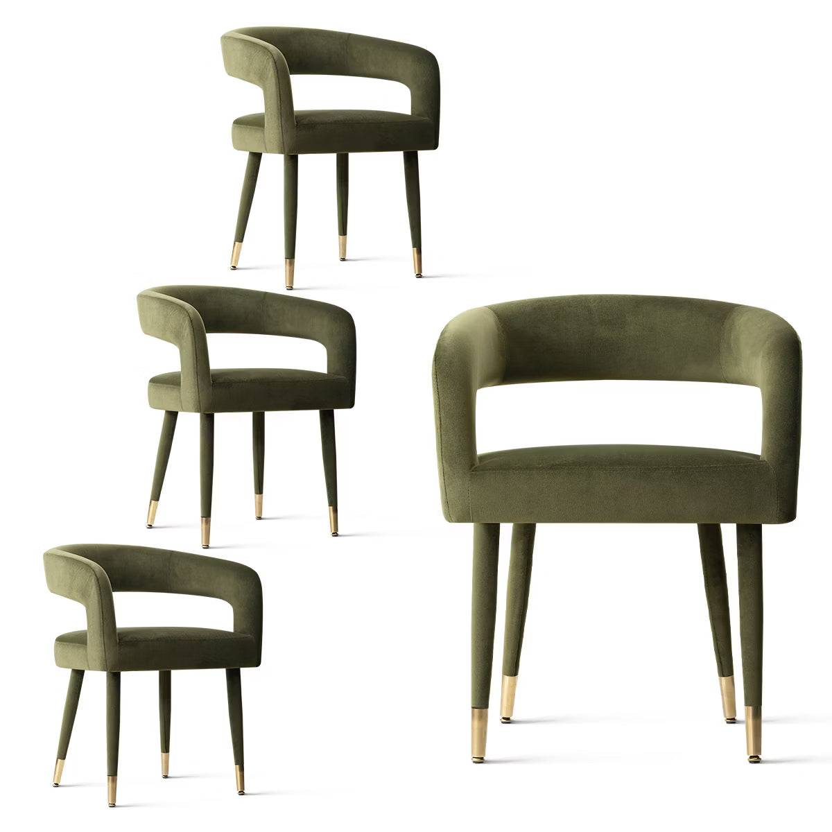 Modern Camel Velvet Dining Chairs Set of 4,