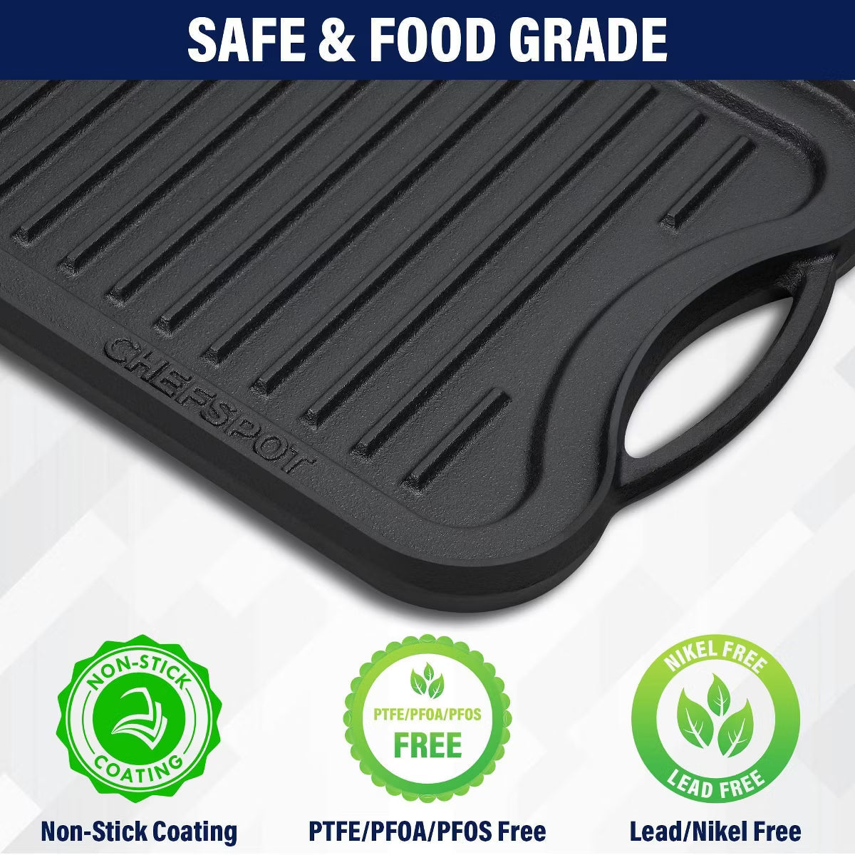 Griddle Pan – 20" Preseasoned Cast Iron Reversible Griddle Plate Pan – Natural