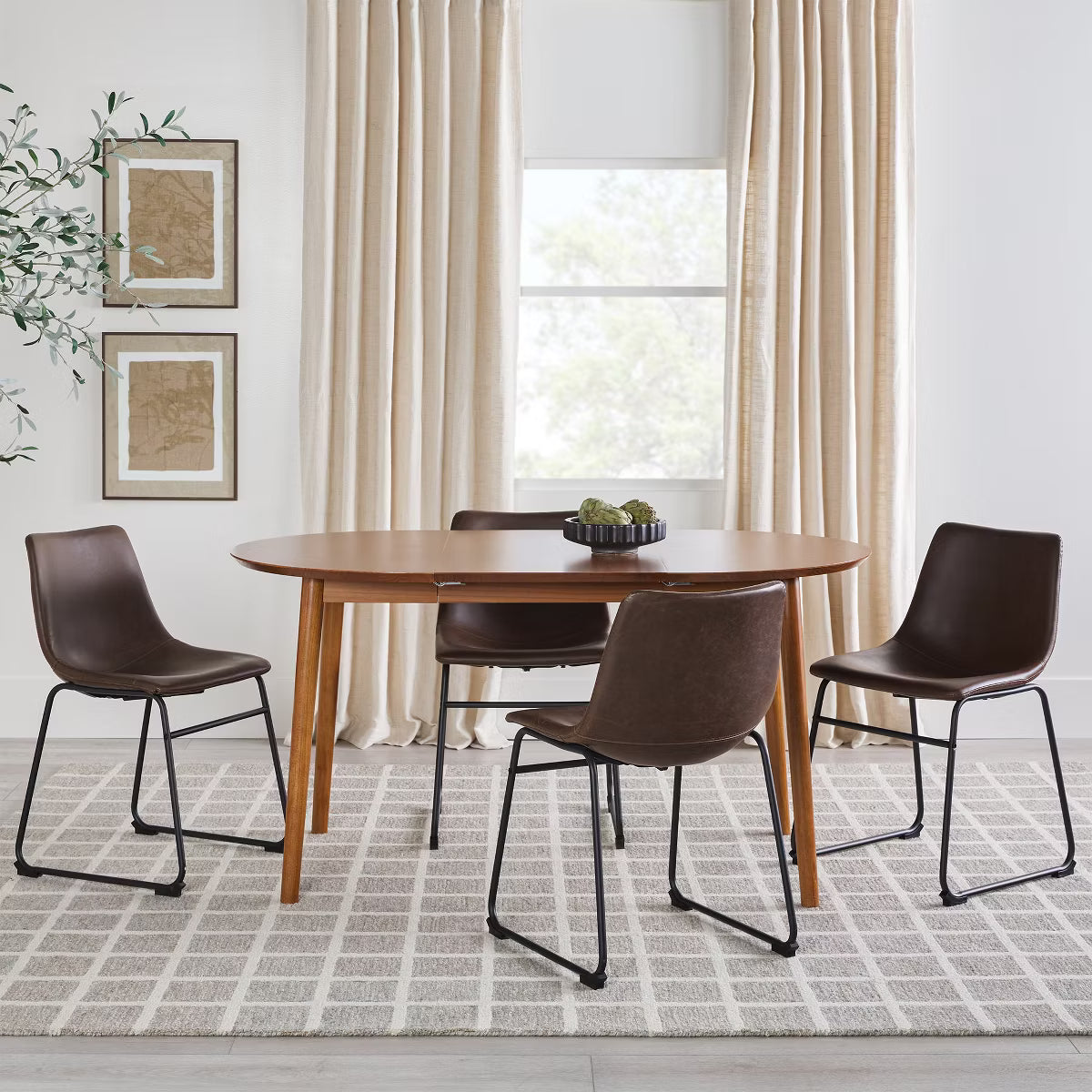 Dining Table – Culinvaro '-Century Modern 40-60” Solid Wood Oval Extension Dining Table Caramel 40" - 60"