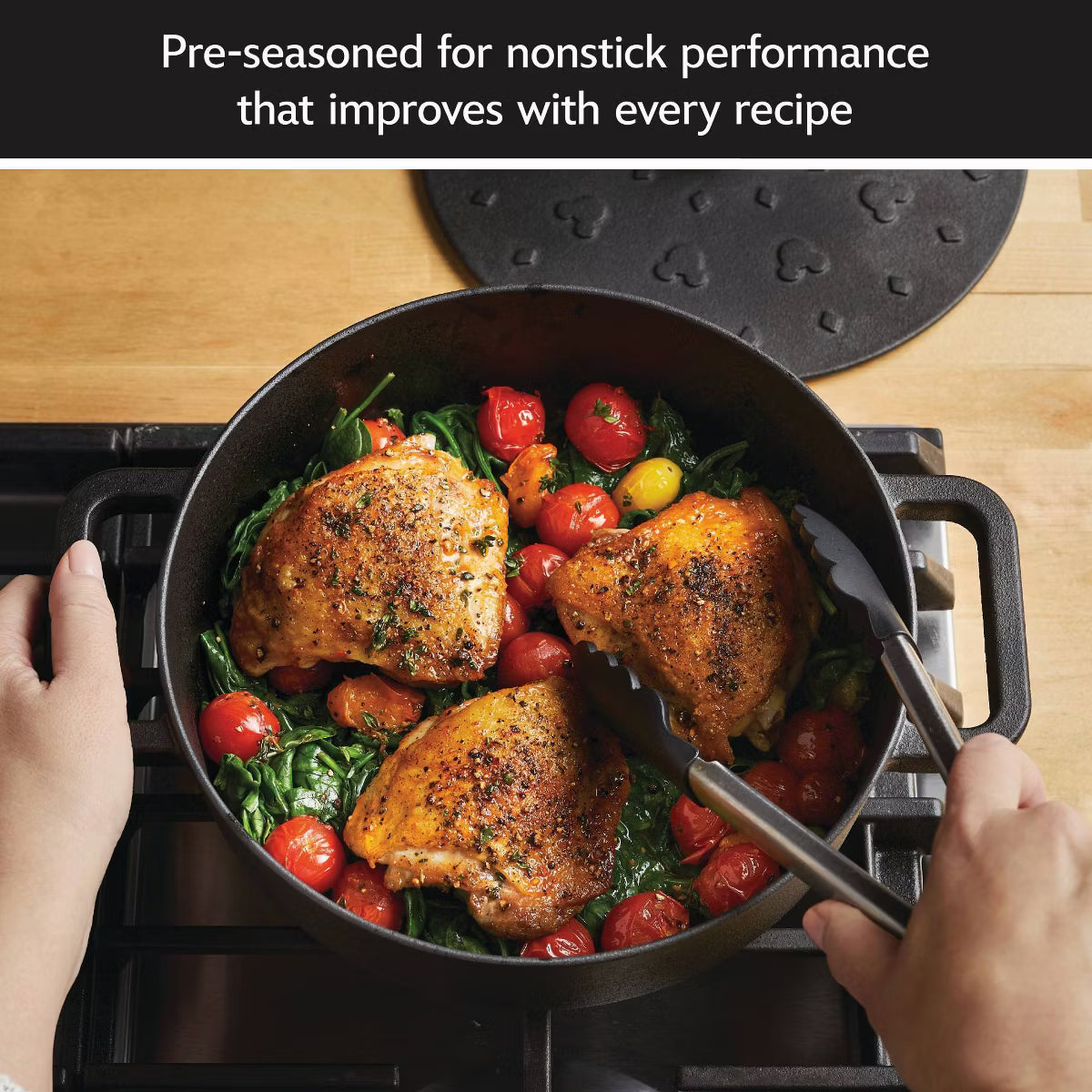 Dutch Oven – Disney Monochrome 3qt Pre Seasoned Cast Iron Shallow Casserole – Black