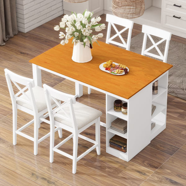 Dining Set – Culinvaro 5 Piece Farmhouse Counter Height Dining Table Set Dining Set