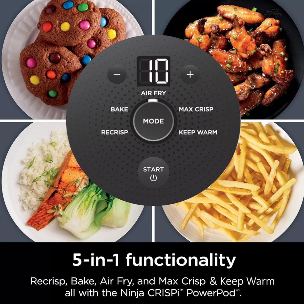 Air Fryer – CRISPi 5-in-1 Portable Glass Air Fry Cooking System – Blue