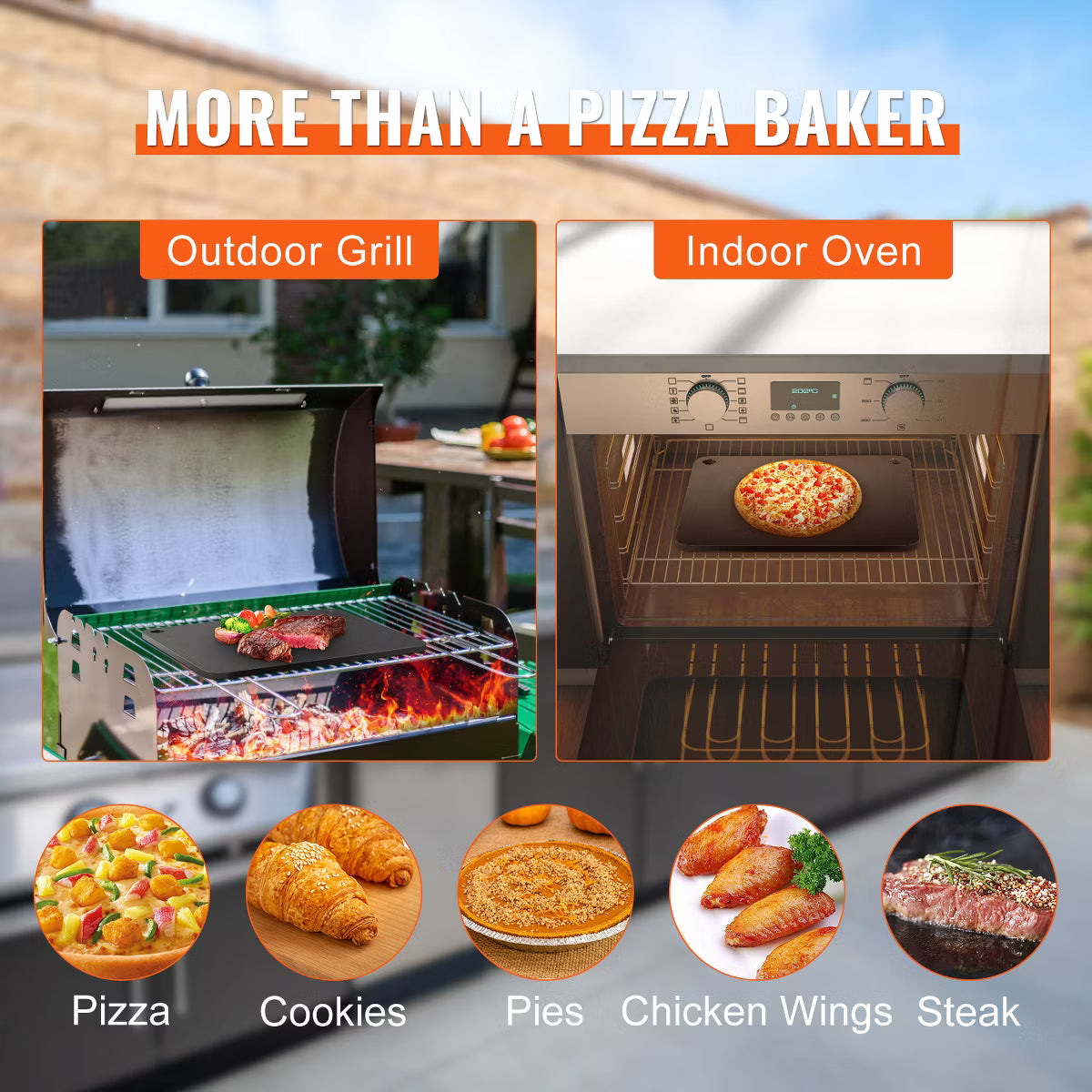 Pizza Stone – Pizza Steel, 16" x 14.5" x 1/4" Pizza Steel Plate for Oven – Silver