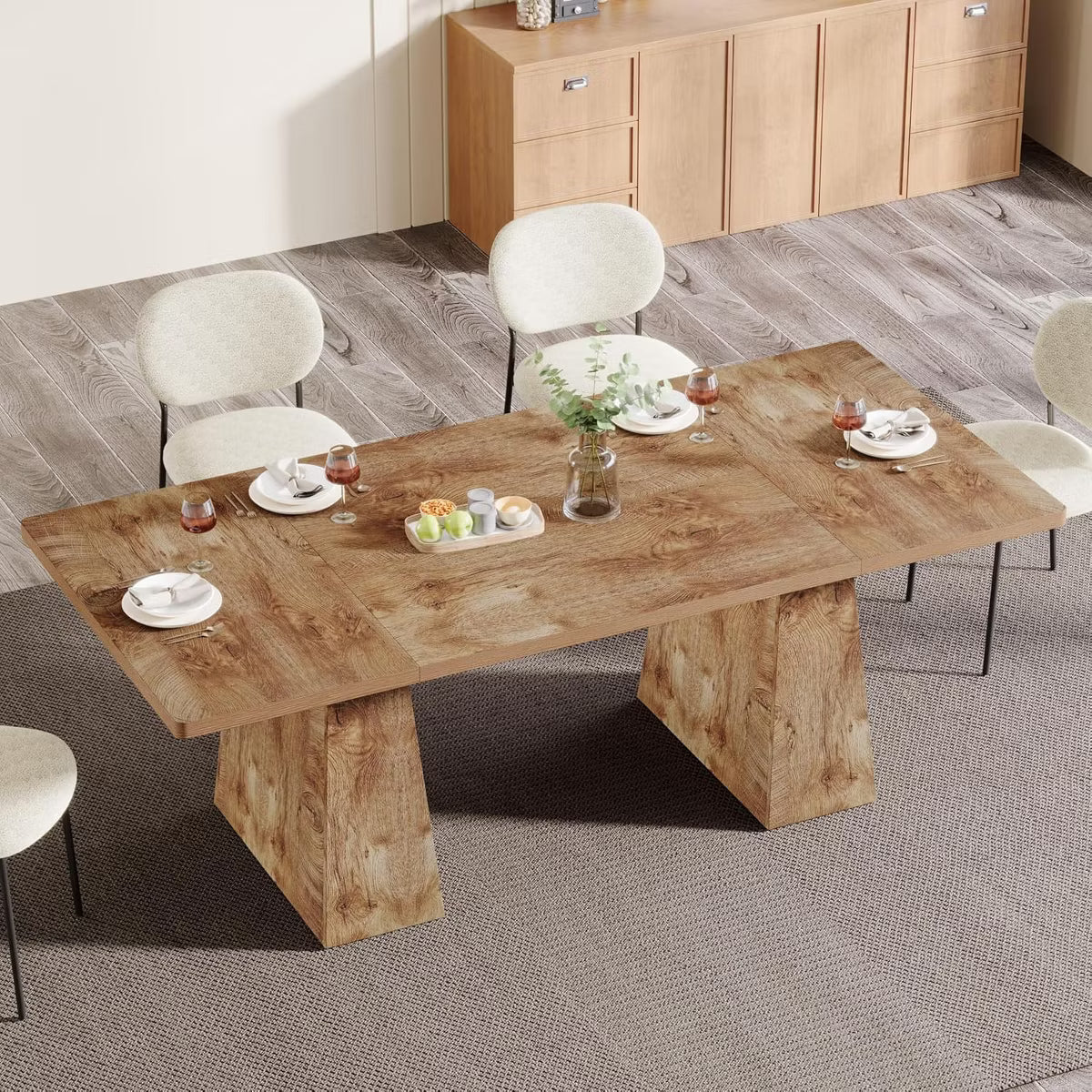Dining Table – Culinvaro Dining Table for 6, Farmhouse Wood Rectangular Kitchen Table