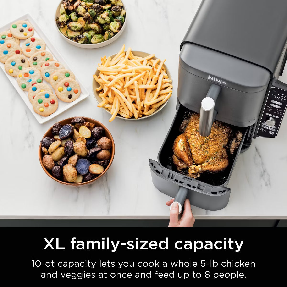 Air Fryer – DoubleStack XL 10qt, 6-in-1, 2-Basket Air Fryer – Gray