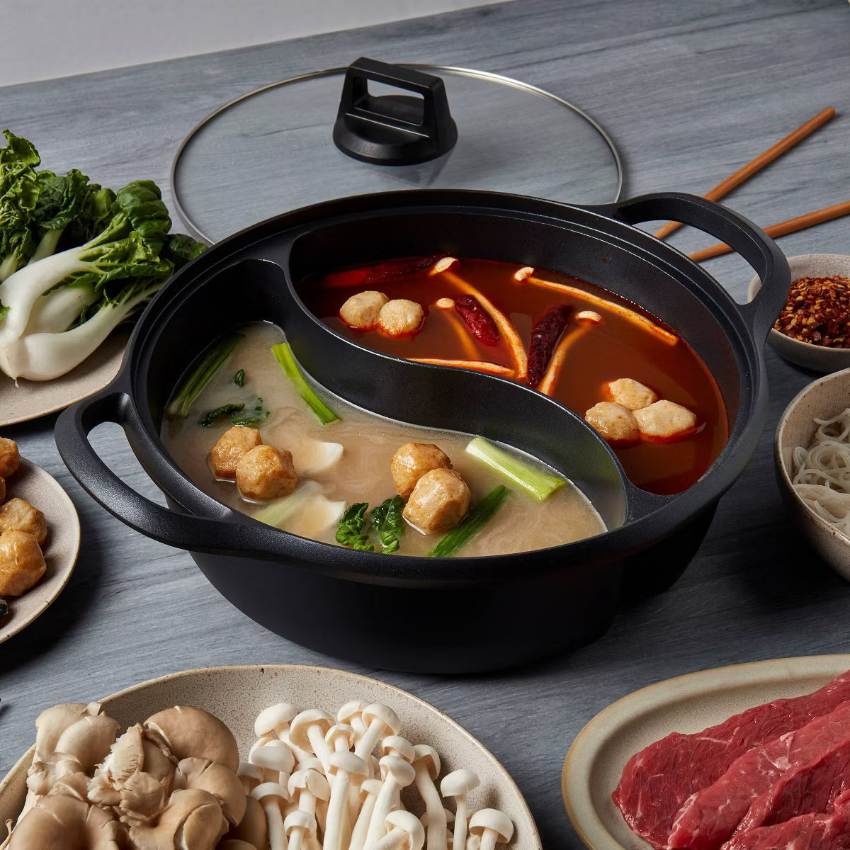 Tagine Pot – 12" 2-Section Covered Hotpot – Black