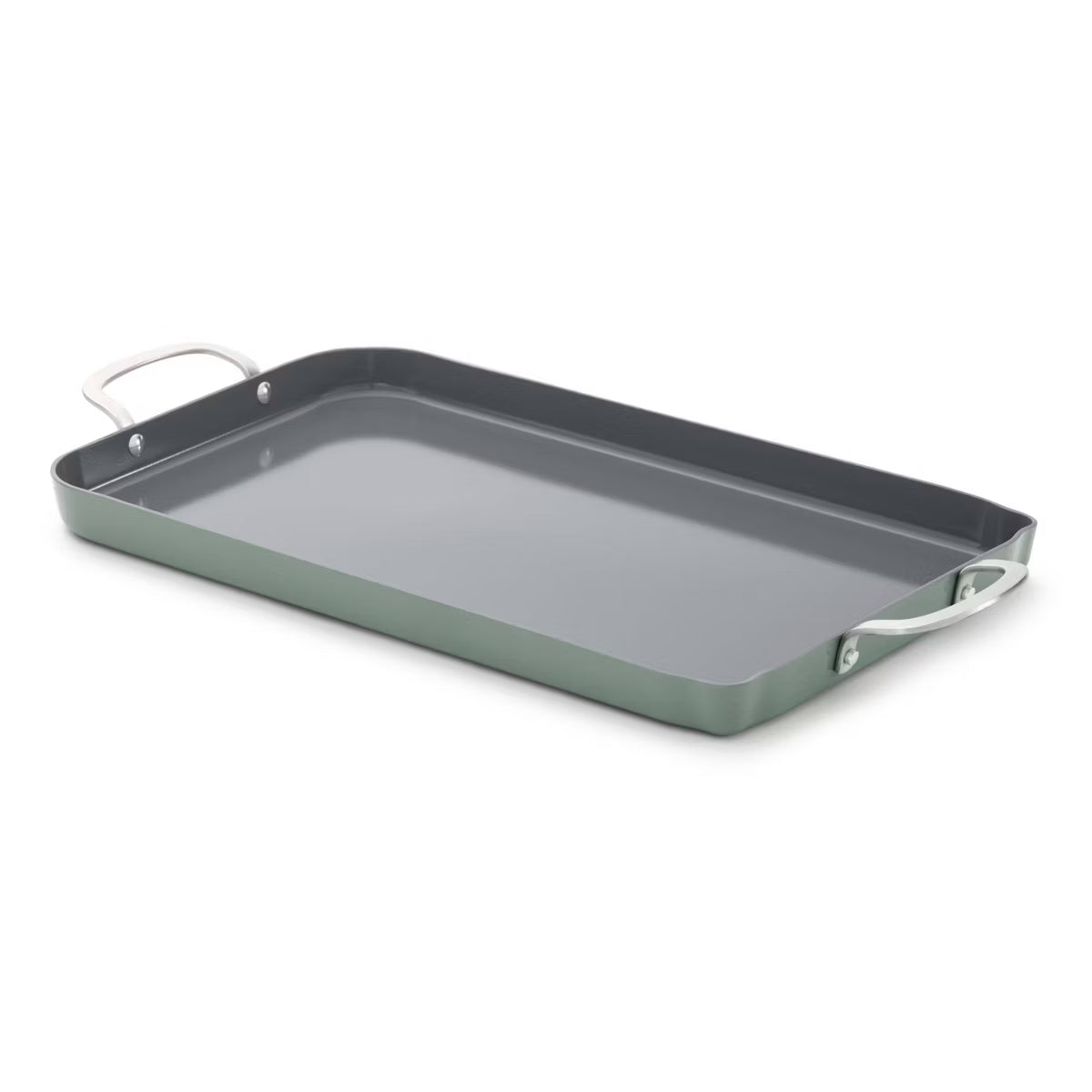 Griddle Pan – Ceramic Double Griddle Ash: Nonstick Double Burner Griddle Pan – Silver