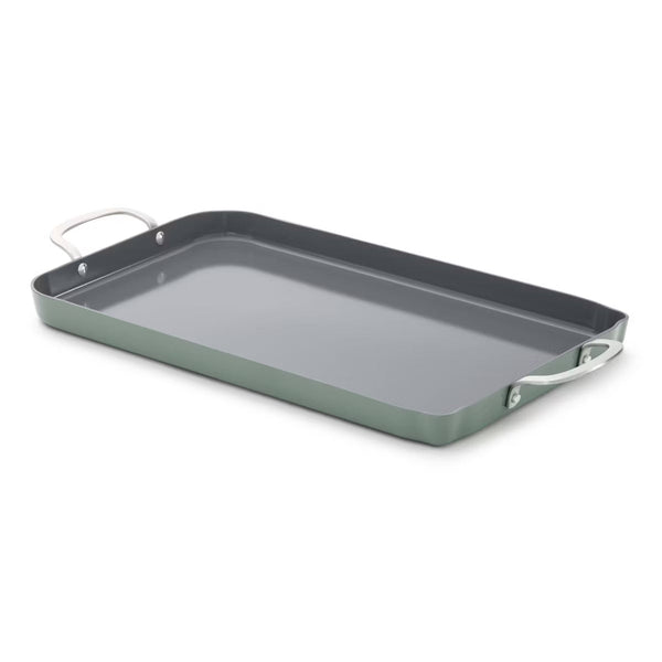 Griddle Pan – Ceramic Double Griddle Ash: Nonstick Double Burner Griddle Pan – Silver