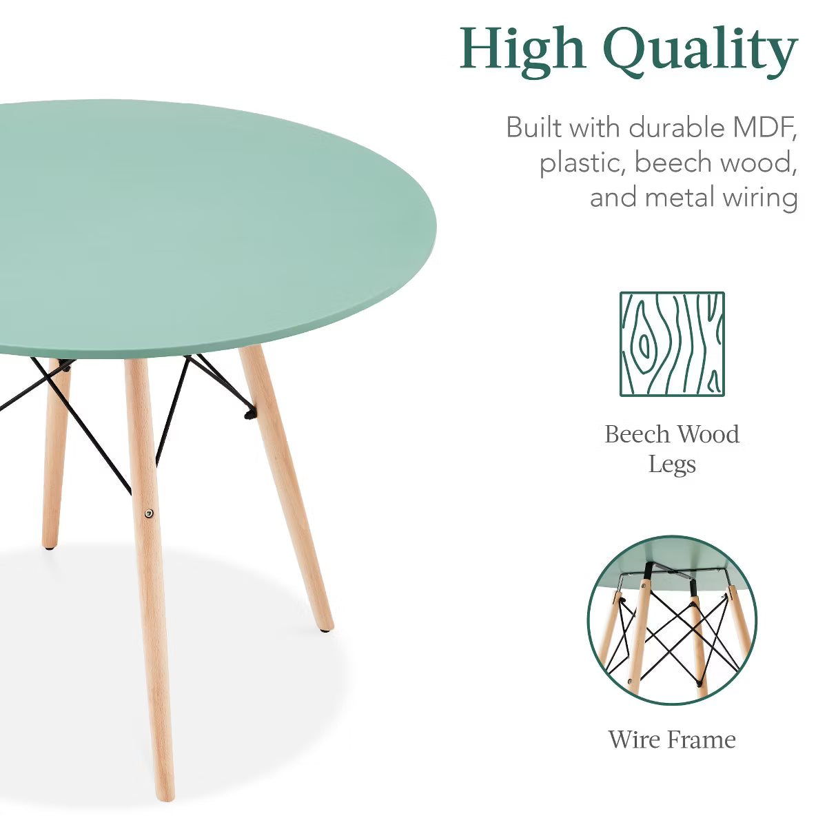Dining Set – Culinvaro 5-Piece Compact Mid-Century Modern Dining Set w/ 4 Chairs" Light Green/Oak