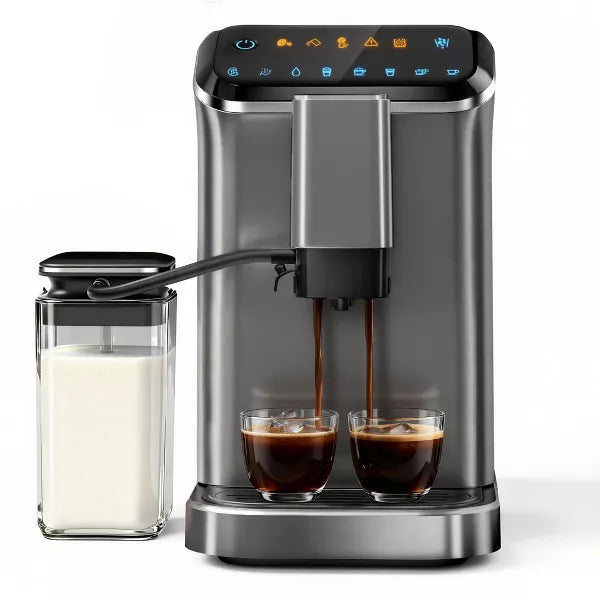Espresso Machine – 20 Bar Fully Automatic Coffee and Espresso Machine with Milk Frother – Silver