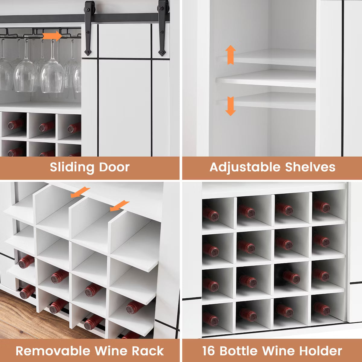 Bar Cabinet – Culinvaro Home 47 Inch Wine Bar Cabinet, Engineered Wood Coffee Bar Cabinet