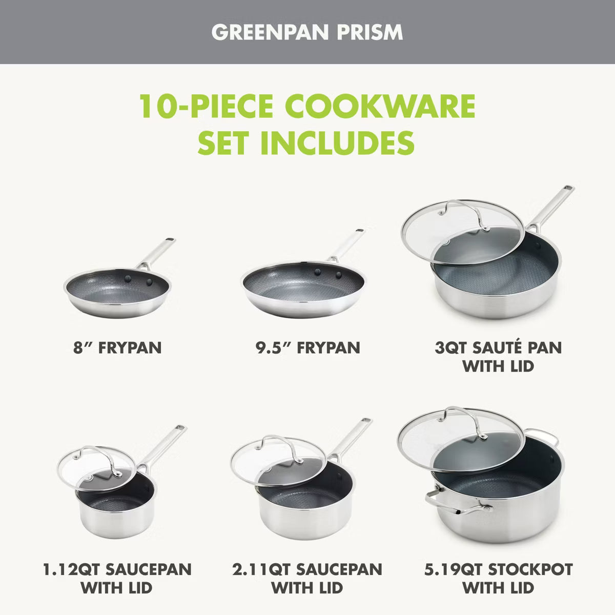 Cookware Set – 10pc Hybrid and Ceramic Nonstick Cookware Set – Geometric