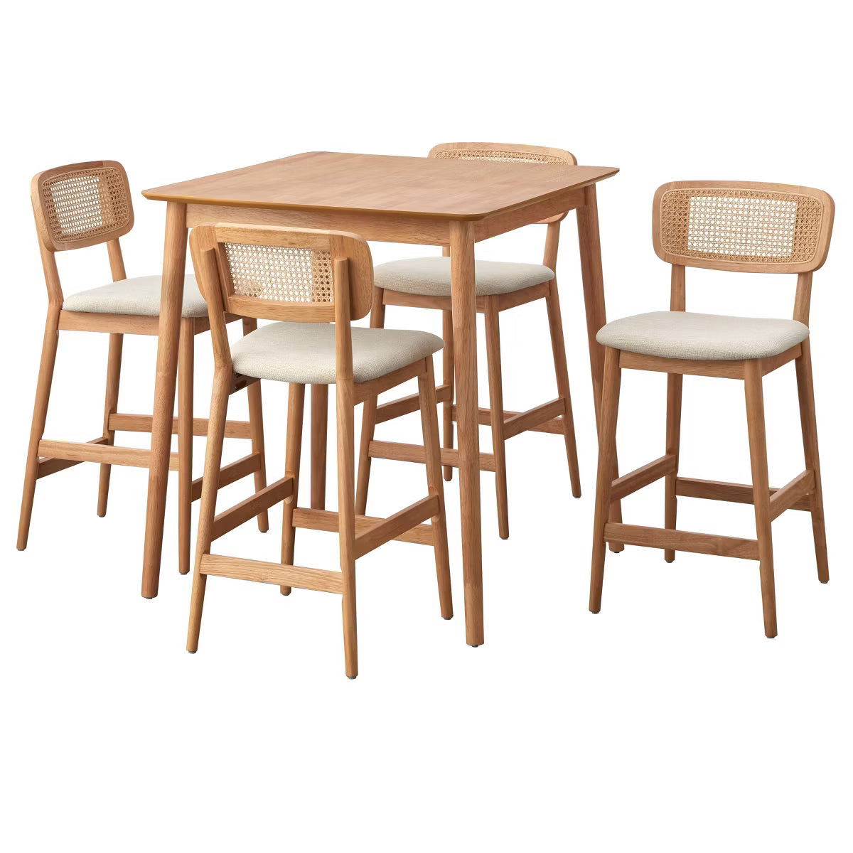 5pc Newington Cane Counter Height Dining Set Light Oak